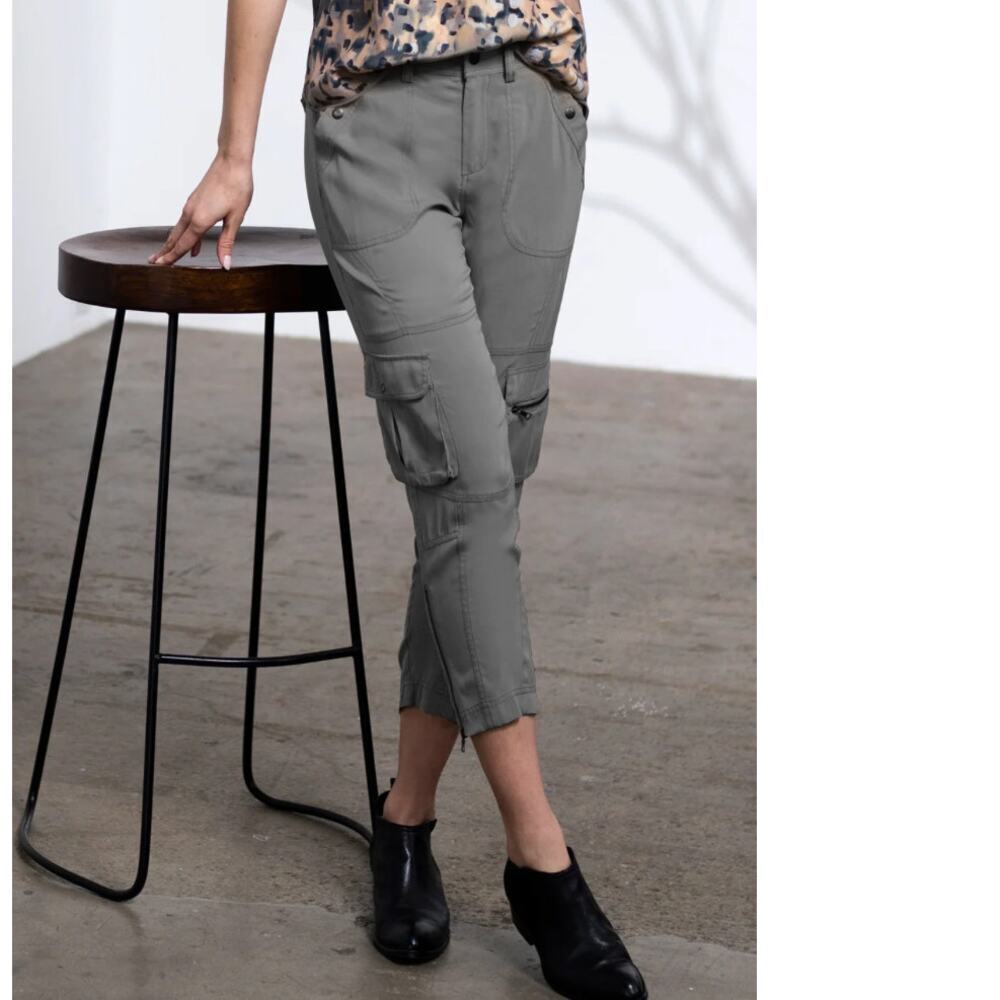 Go by Go Silk Iconic Utility Pant Gray Cargo Sz 8